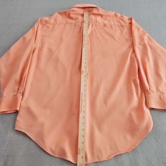 James Tattersall Shirt Men's Large Button Up Orange Seersucker Honeycomb EUC - Picture 8 of 11